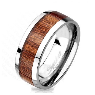 BUNGSA Fingerring 62 (19.7) Titan Ring mit edlem braunem Holz Mittelring für Damen und (Ring, 1-tlg), Damen Herren braun