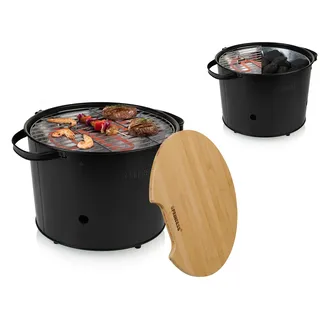 Runder Hybridgrill - als Elektro oder Holzkohlegrill für Garten Balkon Camping