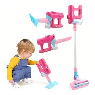 Minicloss Kinder-Staubsauger Spielzeugstaubsauger für Kinder 3 4 5 6 Jahren,Rollenspiele, mit Licht und Sound,Kinderstaubsauger mit Echter Saugfunktion rosa