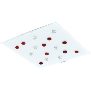 Hochwertige LED Decken Leuchte Glas Steine rot weiß klar Beleuchtung Lampe satiniert Eglo 93418