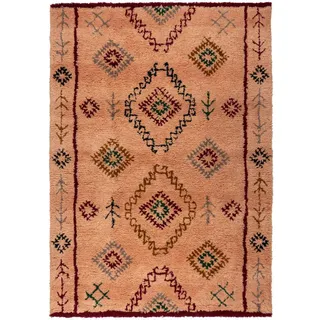 KADIMA DESIGN Rauten Wollteppich 160 x 230 cm Pfirsich