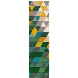 KADIMA DESIGN Derwent Wollteppich 60 x 230 cm Grün/Mehrfarbig