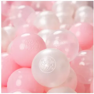 KiddyMoon 100 ∅ 6Cm Kinder Bälle Für Bällebad Spielbälle Baby Plastikbälle Made In EU, Puderrosa/Perle/Transparent