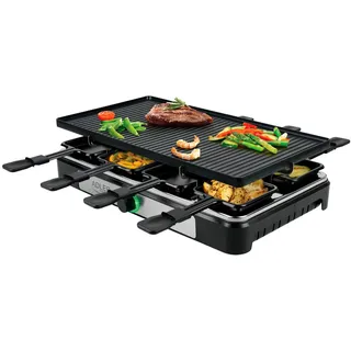 Adler Raclette XXL Adler Raclette Elektrogrill Grill 1400 W AD_6616, 8 Raclettepfännchen, 1400 W schwarz