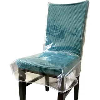 Swanna Kunststoff-Esszimmerstuhlhussen mit Rückenlehnen, PVC, transparent, wasserdicht, Küchenschutz, Stuhlhusse für Party, kein Staub/Schmutz/Verschütten, passend für B x T 53,3 x T 45,7 cm, 4 Stück