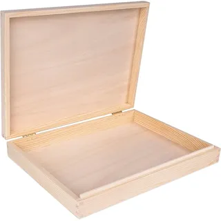 Creative Deco Holzkiste A4 mit Deckel Unlackierte Aufbewahrungsbox, Holzbox Ideale Schatulle zur Lagerung der Wertsachen, Dokumente