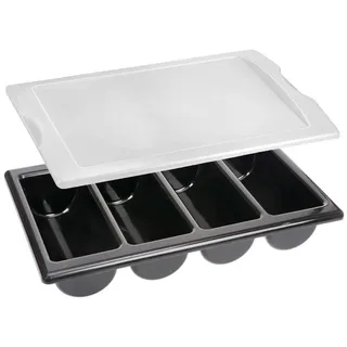 Tafelservice Besteckkasten 4 Fächer, inkl. Deckel, schwarz