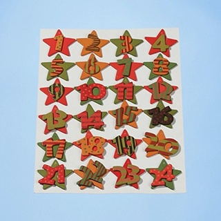 Adventskalenderzahlen 1-24 Sterne rot-grün-orange aus Holz Creapop 3270100