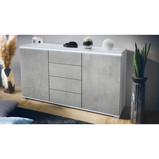 Vladon Sideboard, Hellgrau, Holzwerkstoff, 138.5x75.5x35 cm, Wohnzimmer, Kommoden & Sideboards, Sideboards