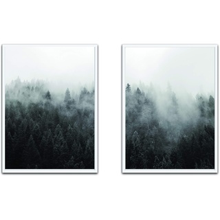 Nastami Poster Wald Nebel 2er Set DIN A3, Misty Forest Poster