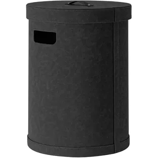 blomus Wäschesammler -SAHLA- | Wäschekorb mit Deckel | Ø 35 x 51H cm | 50 Liter | Farbe Black | Wäschebox aus Leder