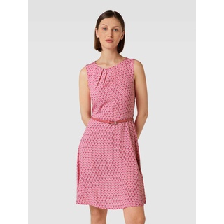 Knielanges Kleid aus Viskose mit Taillengürtel, Pink, 42
