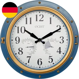 Gartenuhr Wetterfest, 40,6 Cm Wasserdicht Wanduhr Mit Temperatur Und Luftfeuchti