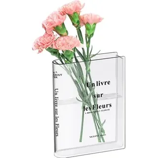 Buchvase, Transparente Acrylvase, Buchförmige Vase, Tulpenvase, Blumenvase In Buchform, Schlafzimmer, Wohnzimmer, Bürotischdekoration