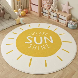 Viusneun Runde Teppiche Regenbogen Kinderteppich Boho Deko Waschbar Junge Mädchen Spielteppich für Babyzimmer Kleinkinderzimmer Wohnzimmer Schlafzimme (Sonne,140 * 140cm)