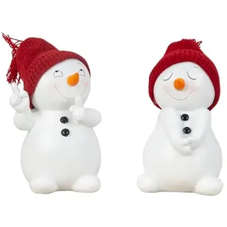 Geschenkestadl 2 Stück Schneemann Figuren fröhlich 15cm Weihnachten Deko Dekofigur Winterdeko Weihnachtsdekoration
