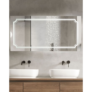 Badspiegel mit LED-Beleuchtung rechteckig 120 x 60 cm ARROMACHNES