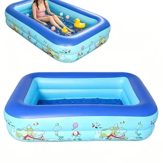 Aufblasbarer Pool Rechteckig, 120 x 85 x 35 cm, Planschbecken Groß Für Kinder Und Erwachsene Sommer Party, Aufblasbare Schwimmbecken, Familien Swimming Pool Für Garten, Outdoor,