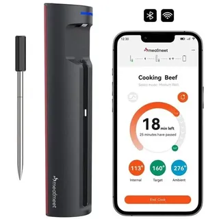 Pro smart kitchen thermometer with Bluetooth/WiFi app grill oven smoker - black