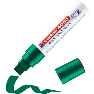 edding 4090 Kreidemarker - grün - 1 Kreidestift - Keilspitze 4-15 mm - breiter Kreidestift für Tafel abwischbar - zum Beschriften von Fenster, Glas, Spiegel - Tafelstift mit deckenden Farben