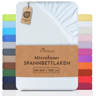 NatureMark Spannbettlaken Mikrofaser 180 x 200 - 200 x 200 cm weiß