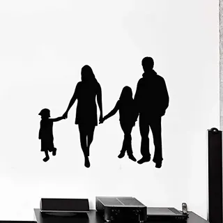 NSRJDSYT Große Familie Wandtattoo Ehemann Frau Kinder Vinyl Fenster Aufkleber Babyzimmer Wohnzimmer Home Decor Silhouette Wallpaper Art 42x49cm