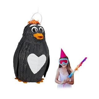 relaxdays Piñata schwarz Pinguin