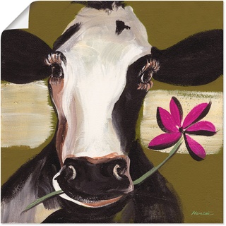 Wandbild ARTLAND "Glückliche Kuh I" Bilder Gr. B/H: 30 cm x 30 cm, Poster, grün Bild Metallbild Bilder als Alubild, Leinwandbild, Wandaufkleber oder Poster in versch. Größen