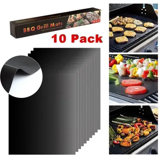 10er Set Grillmatte Zum Grillen Backen 40x33cm für Holzkohle- Elektro- Gasgrill