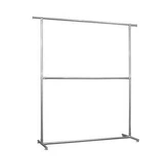 Doppel-Kleiderständer Freistehender, Edelstahl-Kleiderstange, Garderobenständer für Schlafzimmer, Boutique, verstellbare Füße, bis 100 kg belastbar (Color : Silber, Size : 130x40x160cm)