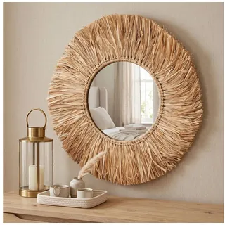 levandeo Wandspiegel Seegras Ø 50 cm Braun