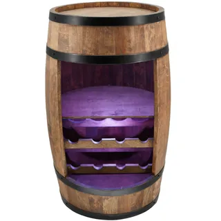 CREATIVE COOPER Weinregal - Weinschrank Minibar - Spirituosenschrank mit LED - Weinfass - Fass - Weinbar - Weinbar - 80 cm - Retro Deko Barregal - Fassmöbel (Wenge)