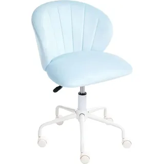 BELIANI Bürostuhl Hellblau Samt Gepolstert Gesteppt Höhenverstellbar Drehbar Modernes Muschel-Design Bürodrehstuhl Drehstuhl ohne Armlehnen - Blau/Weiß