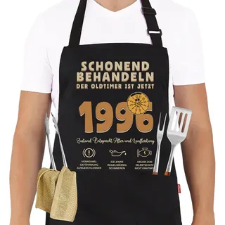 1996 Grillschürze 30 Geburtstag Mann, Küchenschürze als Geschenk zum 30. Geburtstag, Kochschürze "Schonend behandeln Oldtimer ist 30", Geburtstagsgeschenke für Männer Ehemann Papa Freund Kollege