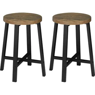 WOLTU Esszimmerstühle 2er Set, Küchenstuhl, Esszimmerhocker, Küchenhocker, Hocker mit Metallbeinen, im Industrial Design, Vintage-Holzmaserung Schwarz