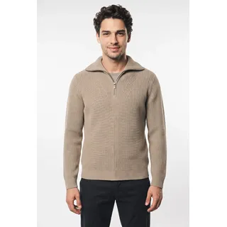 Strellson Troyer Zip Pullover Remo mit Kaschmir-Anteil, weiches Material, Grobstrick Klassiker beige S
