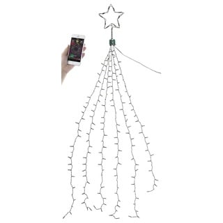 Lunartec Weihnachtsbaum LED App: Christbaum-Überwurf-Lichterkette, 180 RGBW-LEDs, Bluetooth & App, IP44 (Weihnachtsbaum Lichterkette App, Lichterkette mit Appsteuerung, Weihnachtsbaumkerzen)