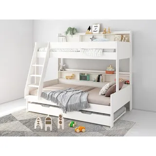 OTTO home Etagenbett Jaime II 90 x 200 cm und 120 x 200 cm Kiefer massiv weiß