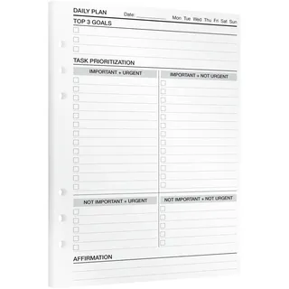 KOMPASS® Daily Planner | A5 Planner Inserts | 30 Sheets for Task Prioritization & Time Management | Eisenhower Matrix, To-Do Lists & Reflection | Bullet Journal & Productivity Refills