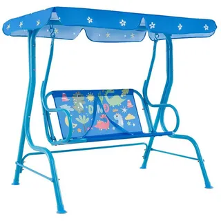 COSTWAY Hollywoodschaukel, 2-Sitzer, für Kinder, mit verstellbarem Sonnendach blau