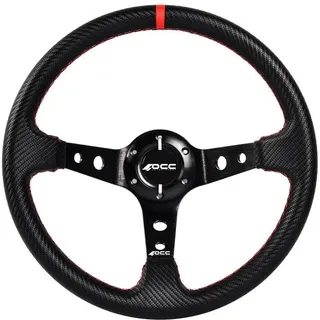 OCC MOTOR SPORT OFFSET LENKRAD AUTO TRACK MODELL VINYL CARBON LOOK SCHWARZE ARME - 90 MM VOLLSCHÜSSELRAD - 350 MM (14 ZOLL)