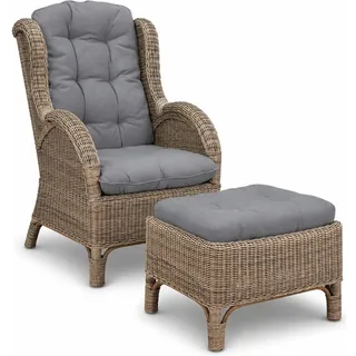 Mojawo Rattan Relaxsessel 62 x 62 x 106 cm grau
