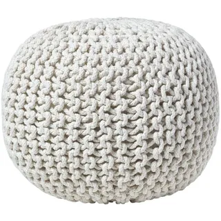 Homescapes Strick-Pouf, Natur, Textil, Uni, Rund, 40x35x40 cm, Wohnzimmer, Hocker, Poufs