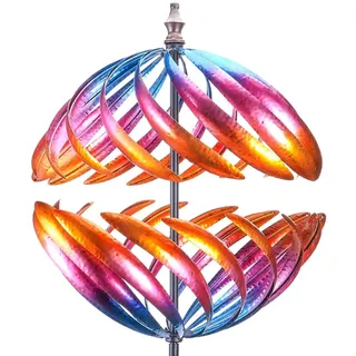 MUMTOP Windspiel 360 Grad Doppelstahl Metall Windskulptur ist geeignet für die Dekoration Ihrer Terrasse, Rasen und Garten