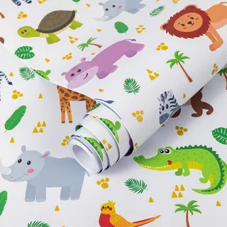 Decoroom Klebefolie Selbstklebende Matt 40X300CM Tapete Kinderzimmer Möbel Wasserdicht Mit süßem Tiermotiv für Wandsticker Kinderzimmer Deko Wandgestaltung DIY Dekorfolie Kindertapete