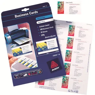 AVERY Zweckform C32016-10 Premium Visitenkarten, blanko (100 Stück, 220g, 85x54 mm, beidseitig bedruckbar, satiniert ultraweiß, absolut glatte Kanten, 10 Blatt) zum Selbstbedrucken auf Laser-Druckern