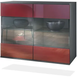 Vladon Bari 92,5 x 73,5 x 35 cm Anthrazit matt / Bordeaux Hochglanz / Rot