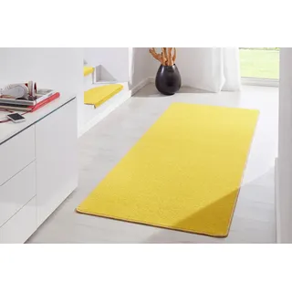 Hanse Home Indoor Teppich Fancy – Wohnzimmerteppich einfarbig Modern Velours Teppich für Esszimmer, Wohnzimmer, Kinderzimmer, Flur, Schlafzimmer, Küche – Gelb, 80x300cm