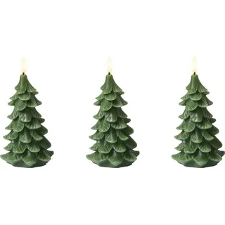 BELIANI LED-Kerzen 3er Set Grün Echtwachs Tannenbaum mit Flackernder Flamme Flackerlicht Batteriebetrieben Indoor Weihnachtsbeleuchtung LED-Stumpe... - Grün