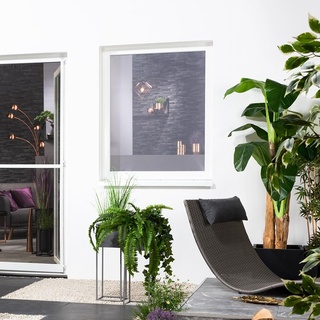 Hecht Fliegengitter für Fenster, ca. 130 x 150 cm - Weiß